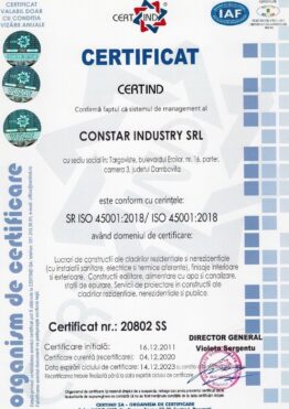 Certificat ISO 45001 Certificat ISO 45001